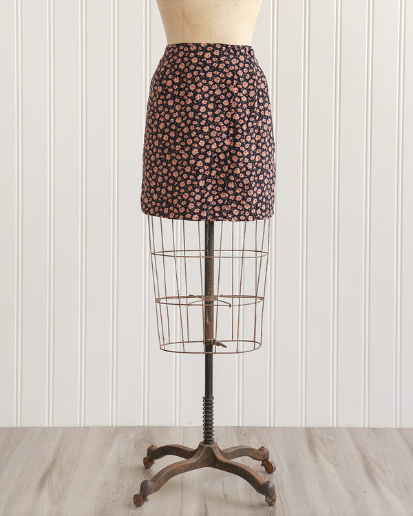 Vintage 90s Dark Navy Floral Mini Skirt / Adored Vintage / Ramona Wrap Mini Skirt